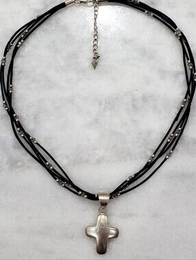 Silpada Black Leather Necklace w/Charm Pendant